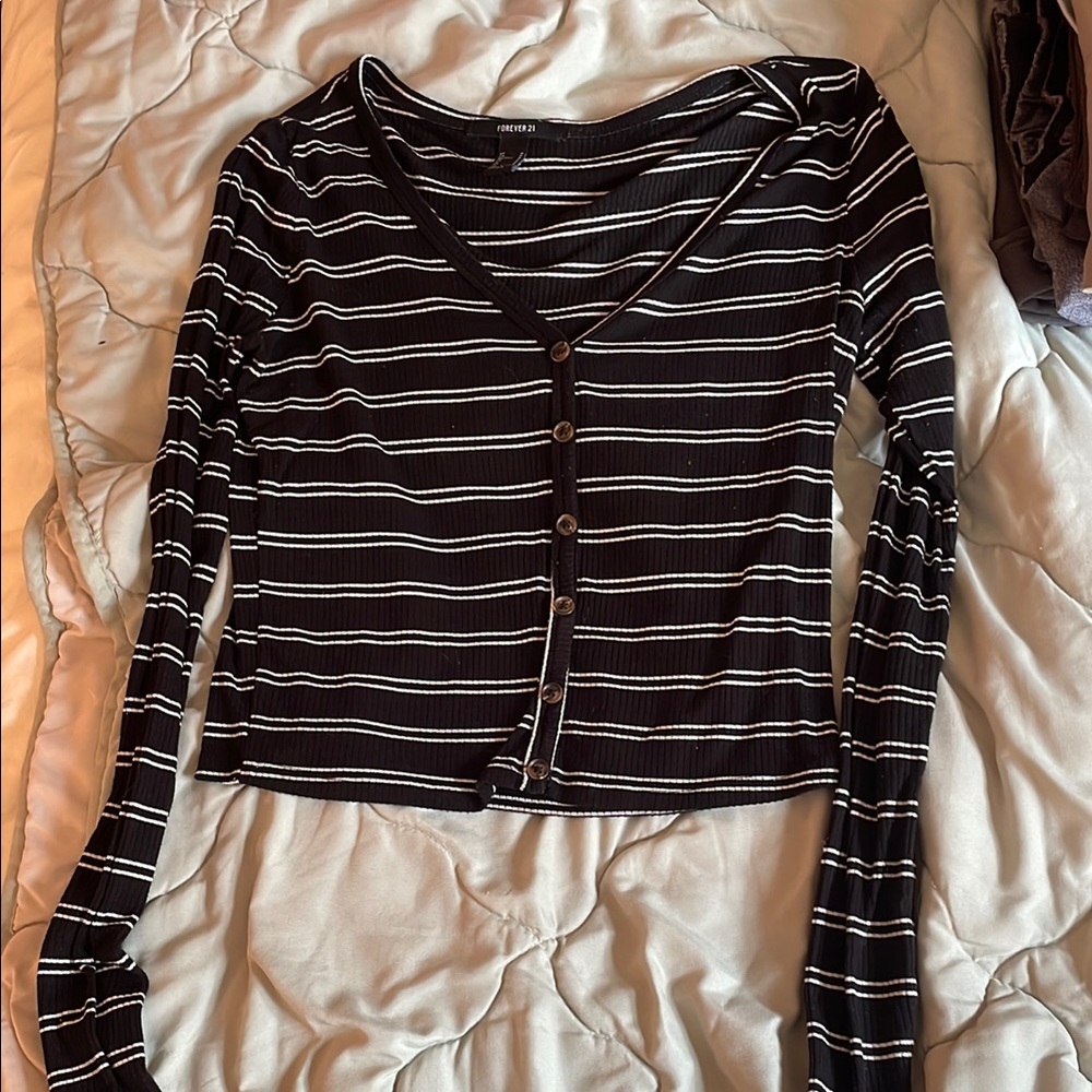 Forever 21 Black and White Button Down Shirt